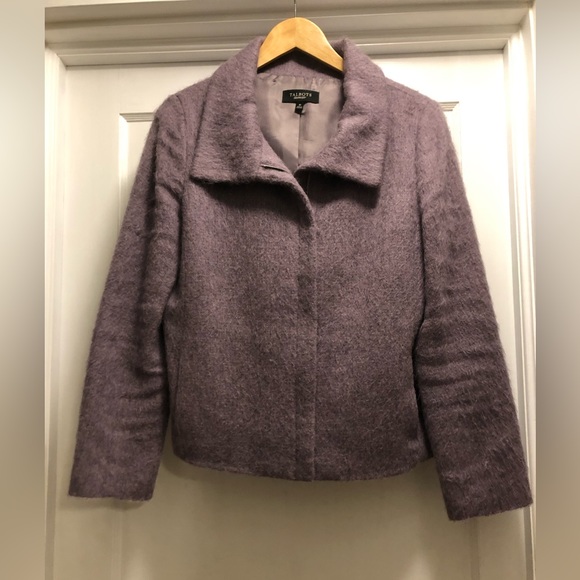 Fun furry alpaca Talbots moto jacket in lavender - Picture 4 of 6